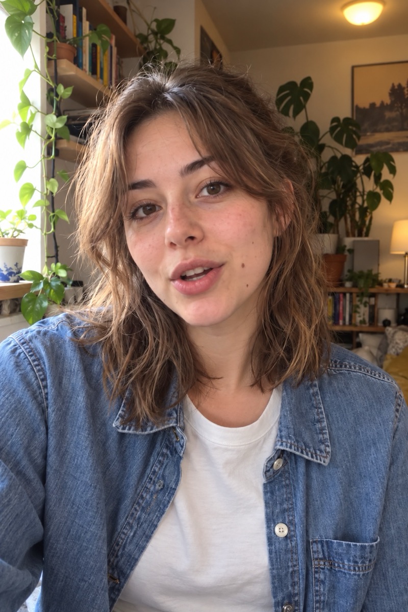 The finished example video on a phone, with captions, a generated image
